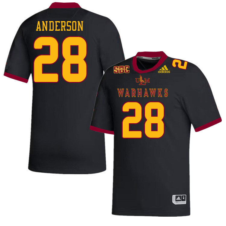 #28 Davin Anderson Louisiana-Monroe Warhawks College Football Jerseys Stitched-Black